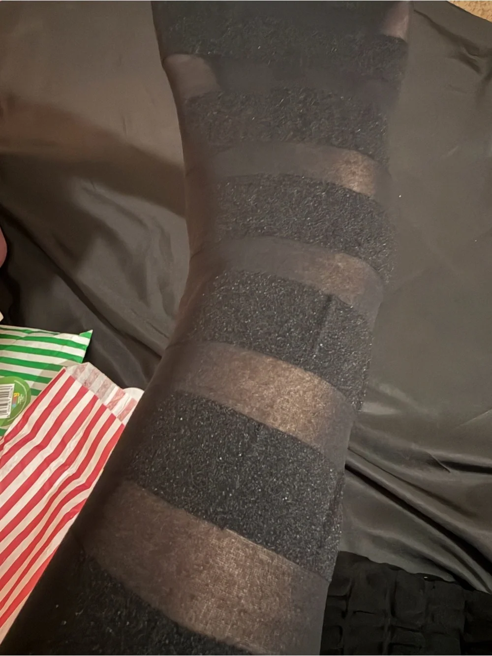 SNAG Striped Sheer & Opaque Black Tights